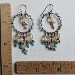 earrings dreamcatchers sterling silver beaded 2.5"